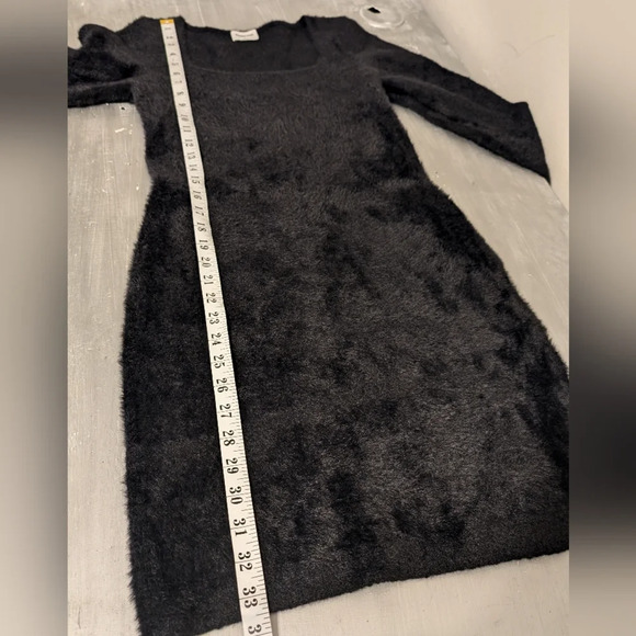 Aritzia Sunday Best Fuzzy Black Long Sleeve Mini Dress (Montgomery Dress) Size M - Picture 7 of 10